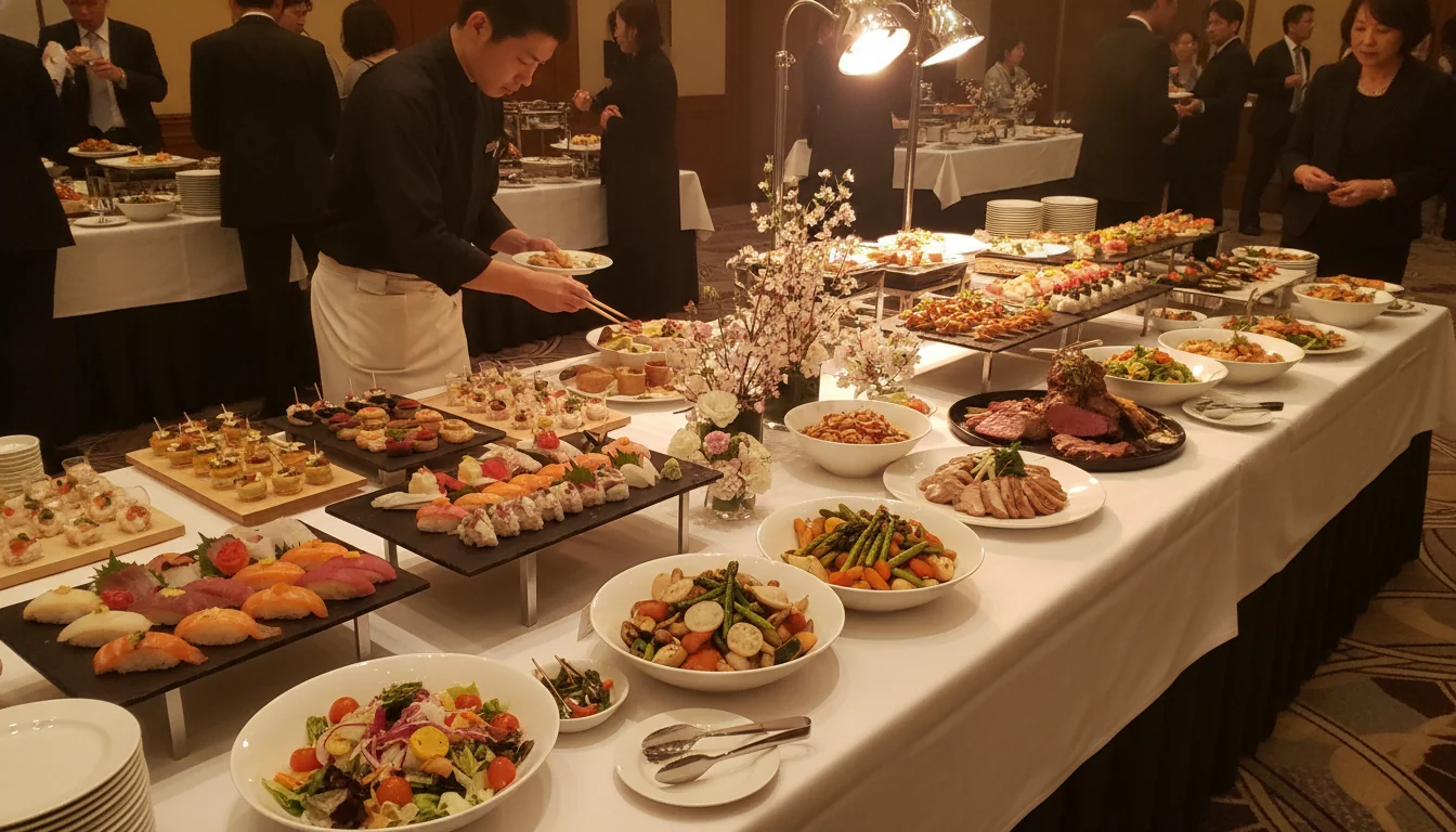 東京の華やかな出張ケータリングのビュッフェの盛り付け